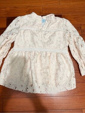 Tuckernuck Lace Peplum Blouse in light pink